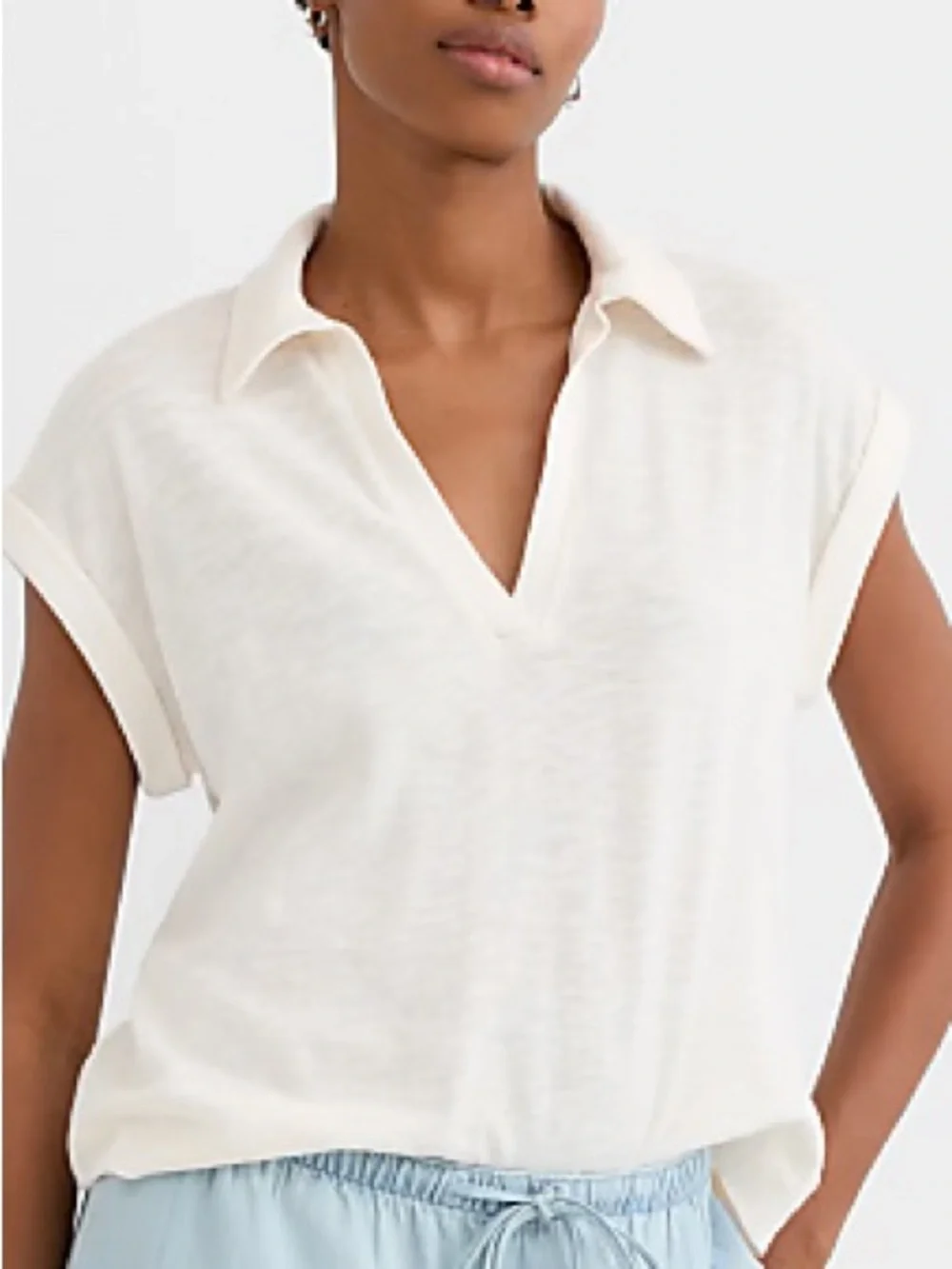 LOFT Cream Polo V-Neck Tunic